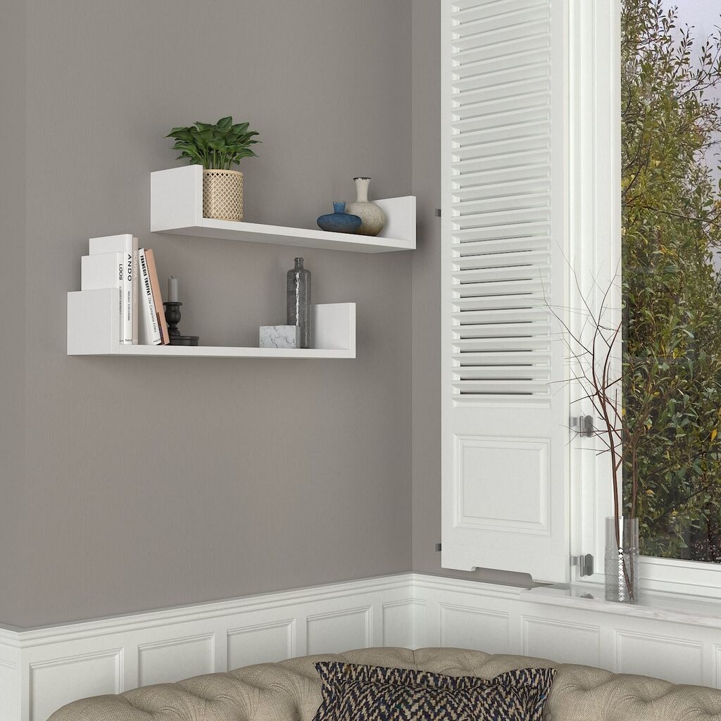 Hanah Home Iris Zidna polica, 2 komada, Bijela