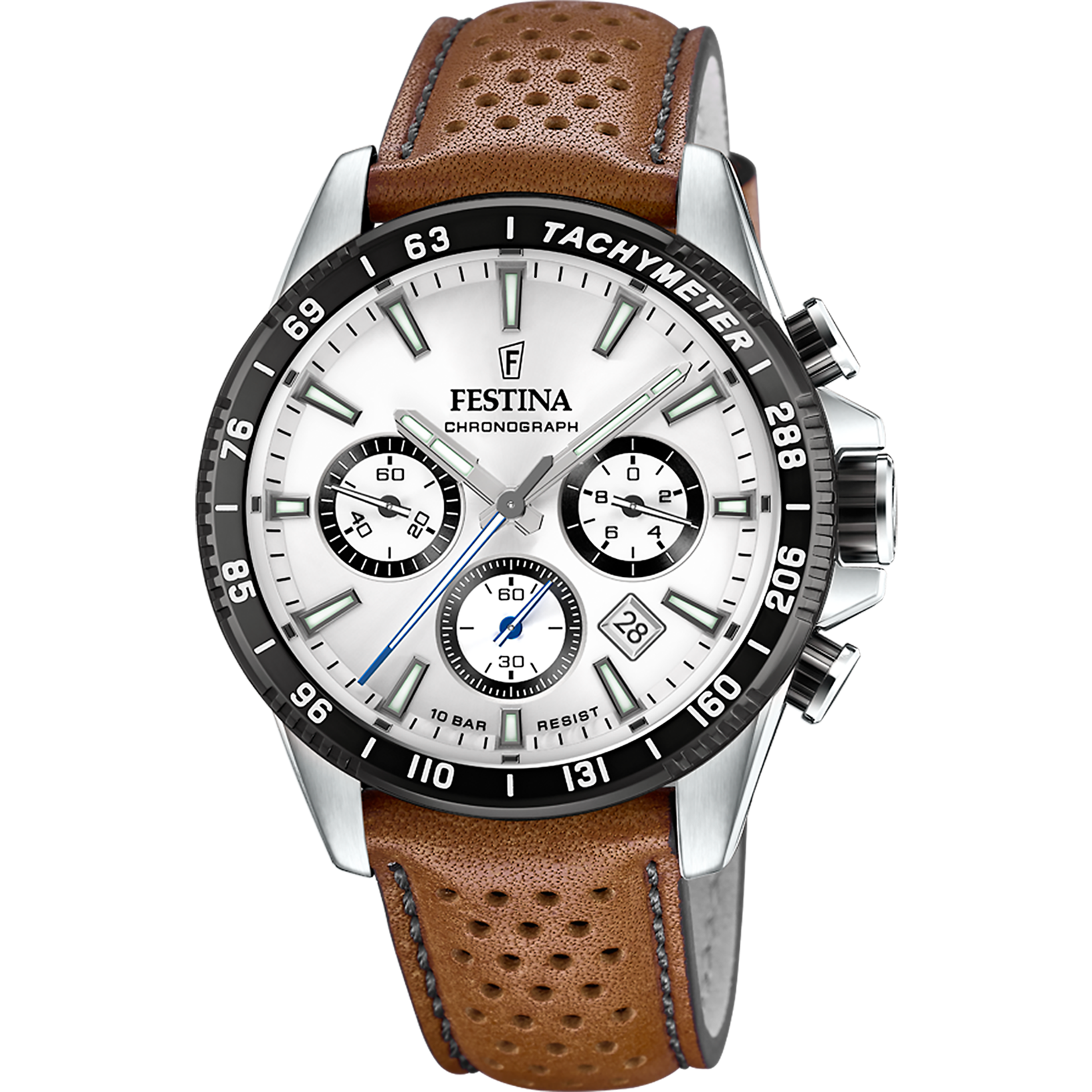 FESTINA Muški ručni sat F20561/1, Kvarcni mehanizam, Bijelo kućište, Smeđe boje