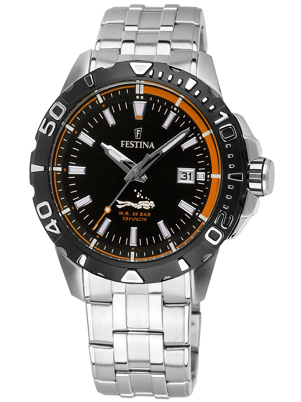 FESTINA Muški ručni sat F20461/3, Kvarcni mehanizam, Crno kućište, Srebrne boje