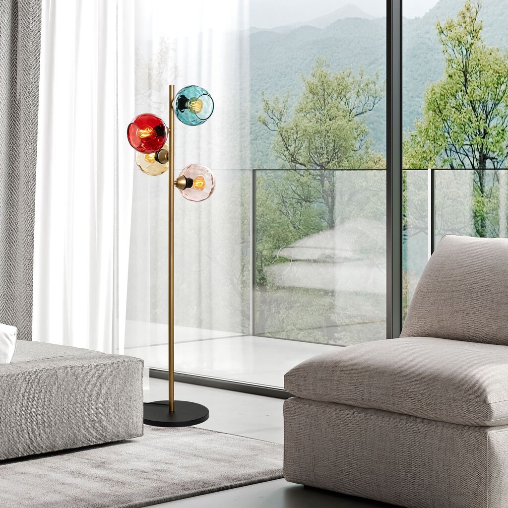 Opviq Podna lampa Benek-15-14546, 36x36x135 cm, IP20, Zlatna boja