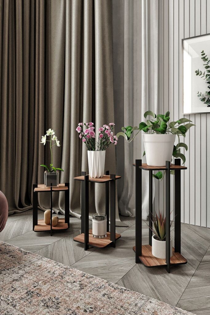 Hanah Home Flower Desk Kvadratni stalak za cvijeće, orah