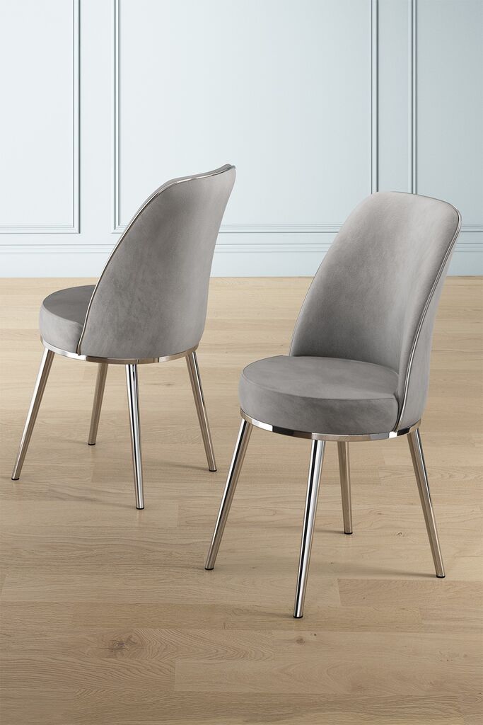 Hanah Home Pefa set stolica, 45x91x42 cm, 4 dijela, srebrno-siva boja