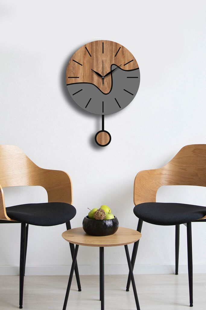 Zidni sat Wallity Vlnt109, 34x48 cm, Orah-siva