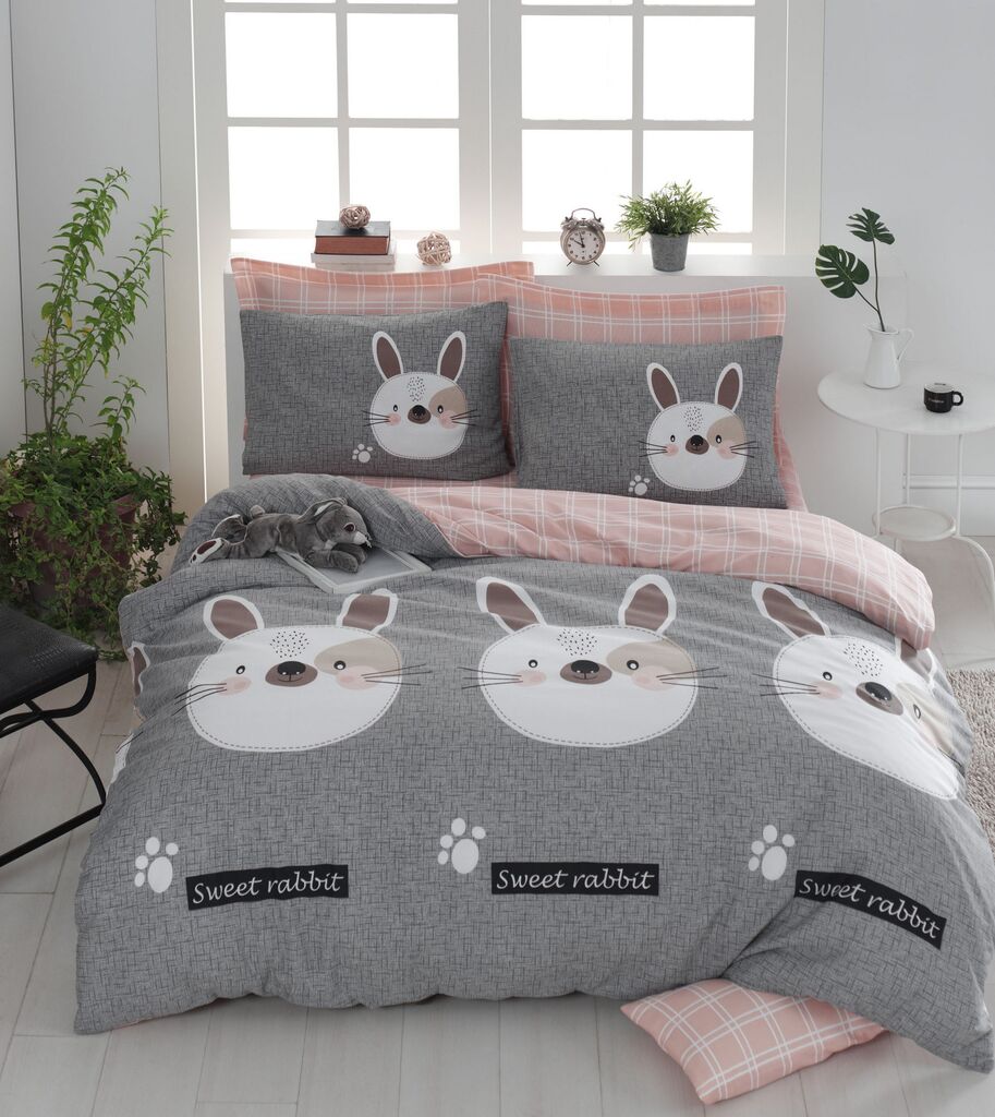 L'essentiel Maison set posteljine Tavsancik, 200x220 cm, sivo-roza