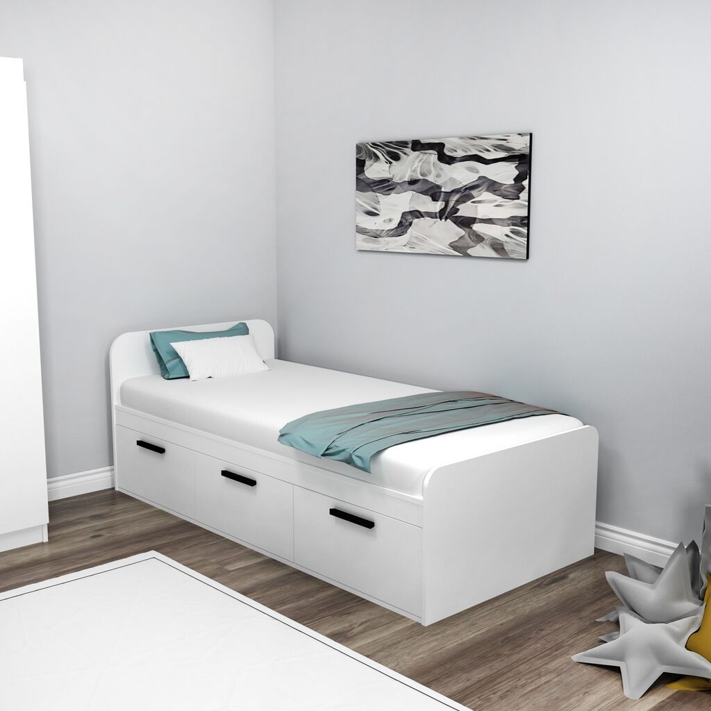 Hanah Home Okvir kreveta Akser, 91x50x193.6 cm, Bijela