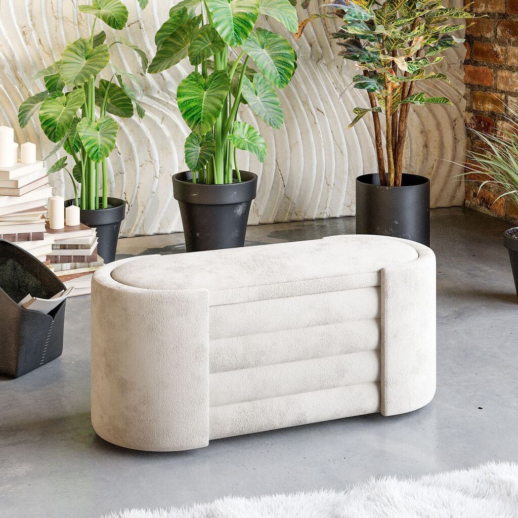 Atelier del Sofa klupa Rosa u kutiji, 105 cm x 42 cm x 42 cm, krem
