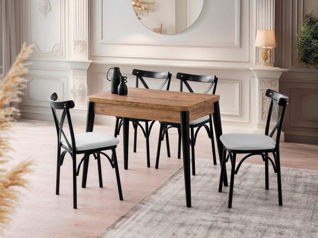 Hanah Home Razvlačivi trpezarijski sto Dolunay-1284, 100-120x75x60 cm, Smeđa