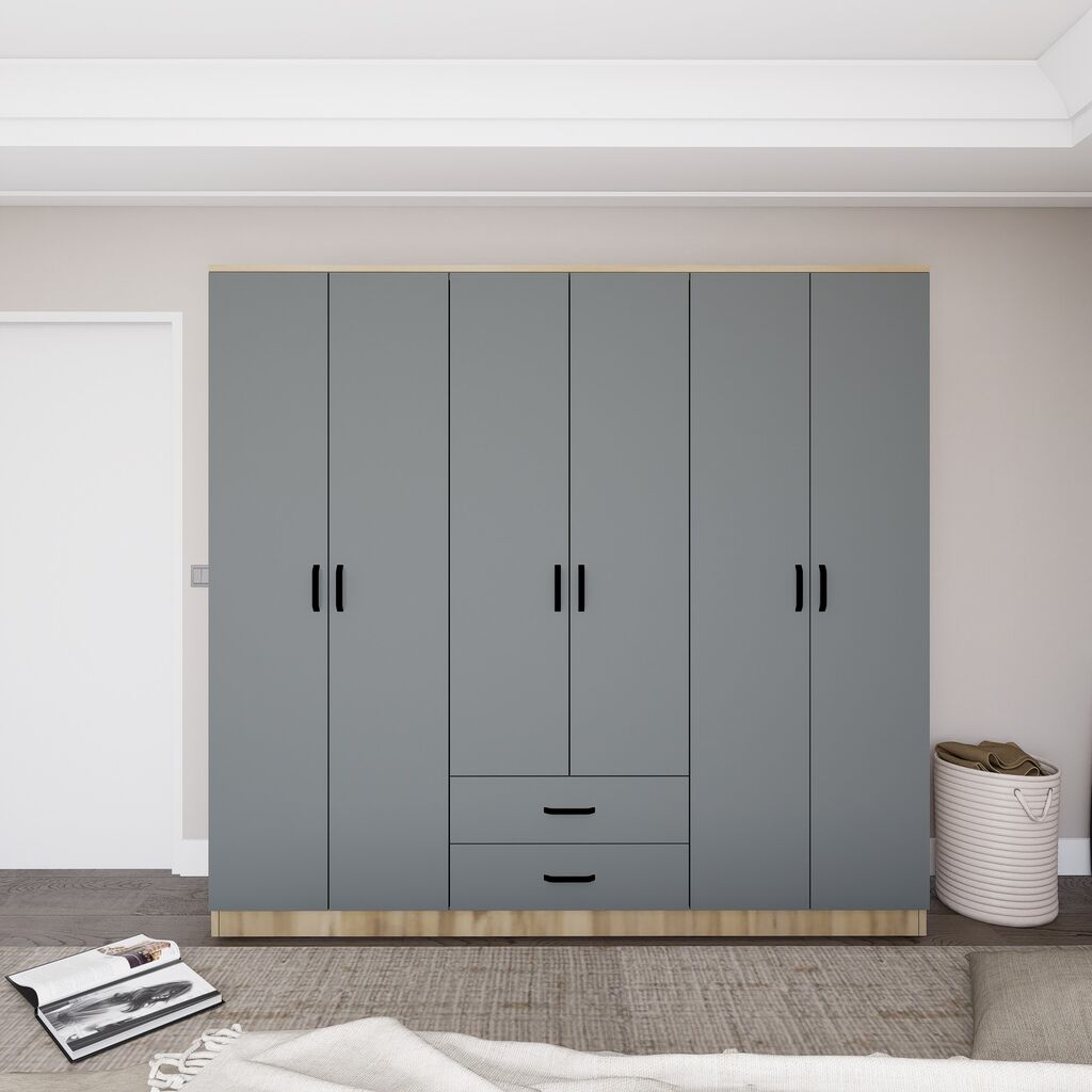 Hanah Home Ormar Yaman Luna-Fel 1600-65, 180x190x45 cm, Siva