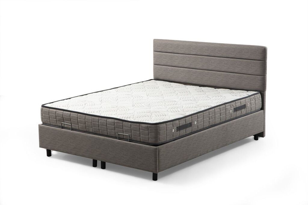 Hanah Home Podloga za krevet s uzglavljem Motya, 90x110x190 cm, Siva