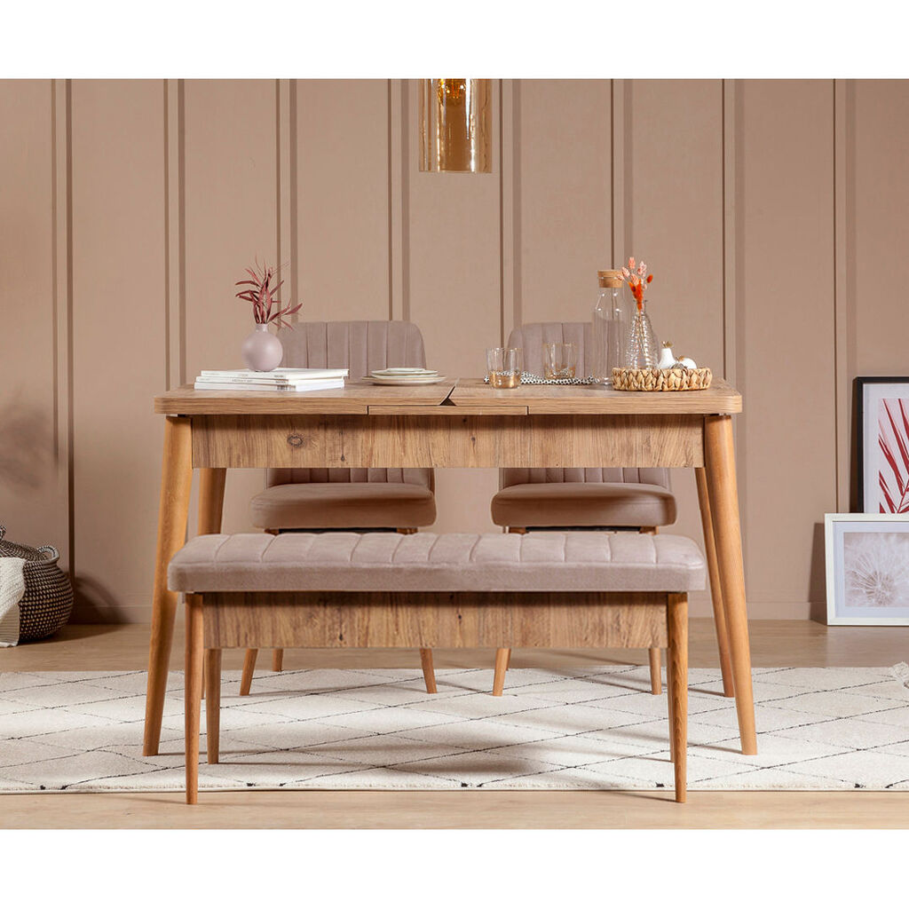 Hanah Home Trpezarijski sto i stolice Vina 0900, 130x77x80 cm, Hrast