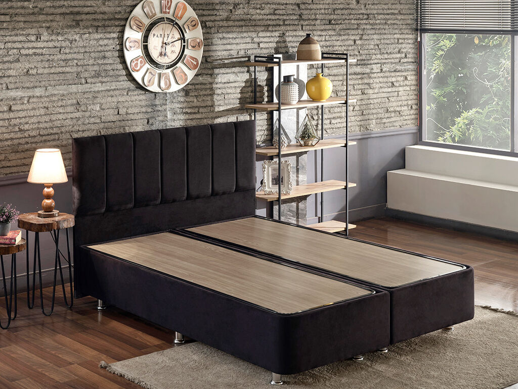 Hanah Home Podloga za krevet s uzglavljem Ela, 180x100x200 cm, Crna