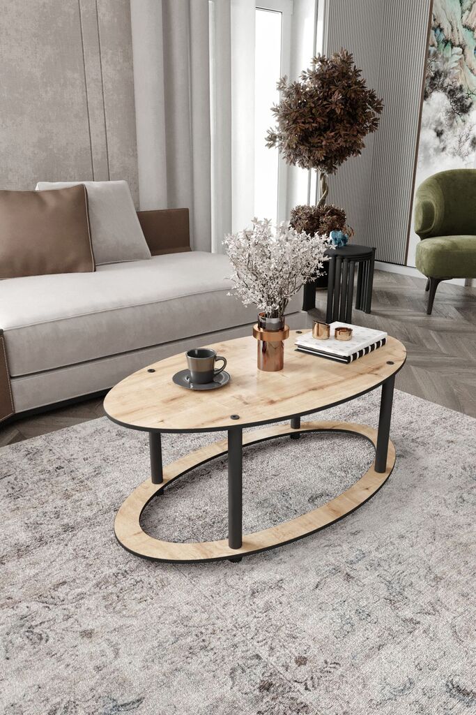 Hanah Home Club stolić s eliptičnom rupom, 60x40x38 cm, krem