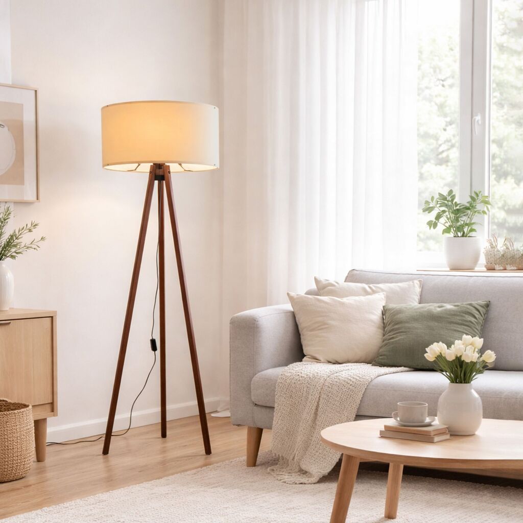Opviq podna lampa Ayd 2581, smeđe-bež boje