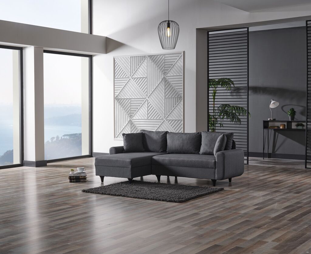 Atelier del Sofa Kutna sofa na razvlačenje Flavia, 230x72x125 cm, Tamno siva