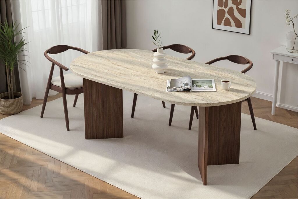 Nordure trpezarijski sto, 180x75x90cm, bež