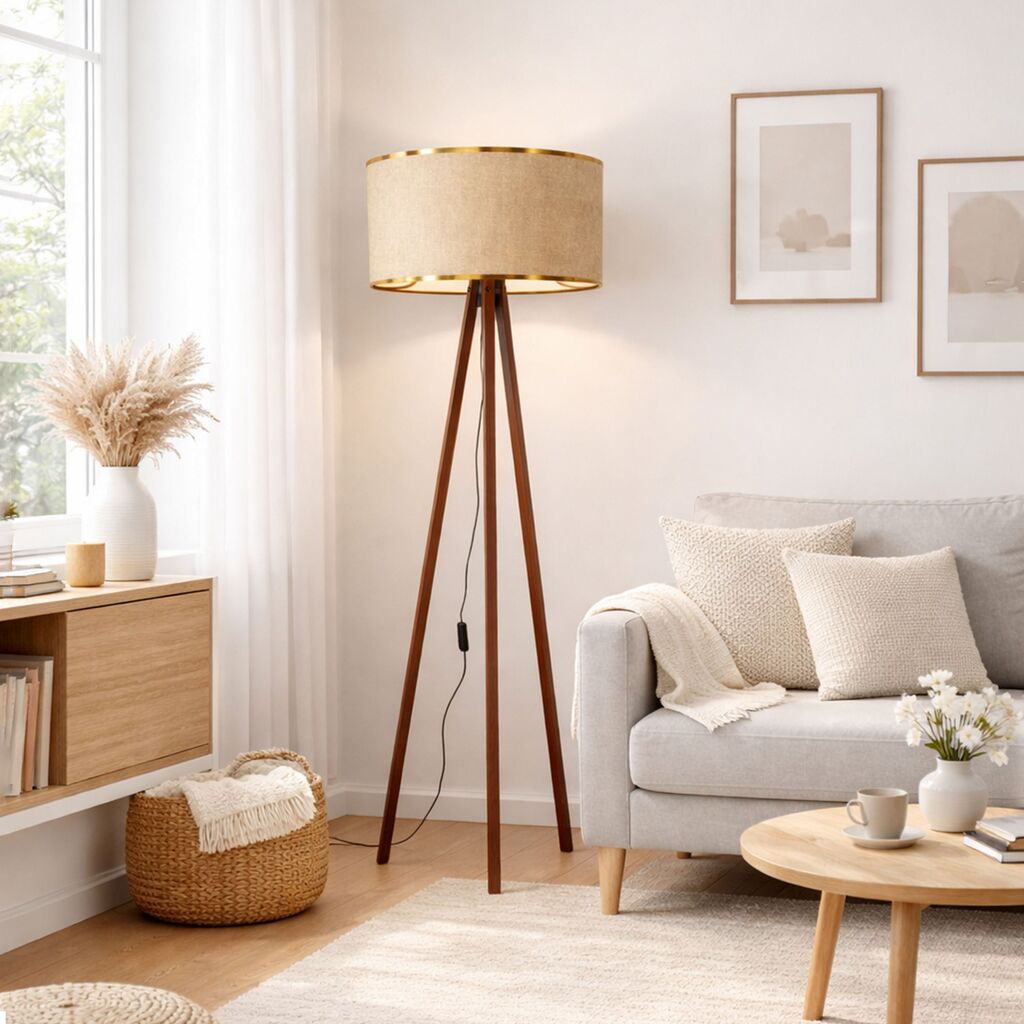 OPVIQ AYD 2986 Podna lampa, Drvena, E27, Bež