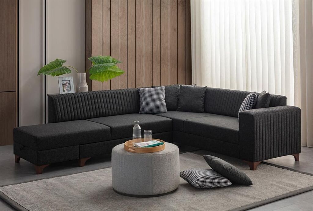 Atelier del Sofa Ugaona sofa na razvlačenje Zapad Lijevo, 230 x 285 cm, Antracit