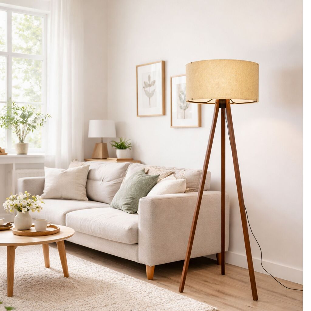 OPVIQ AYD 2935 Podna lampa, Drvena, E27, Krem