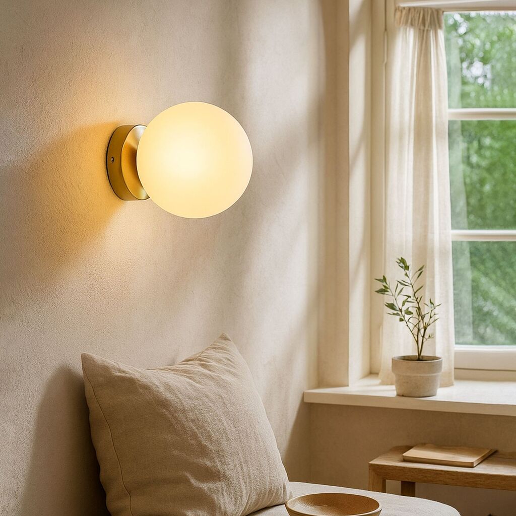 Opviq Zidna lampa 242110, Bijelo-zlatna