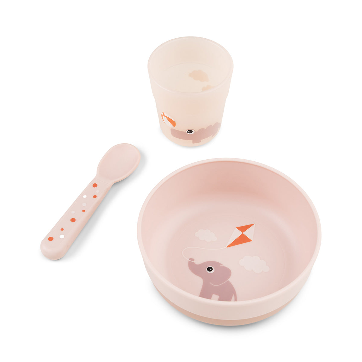 DONE BY DEER Set za jelo za bebe Playground, Roze