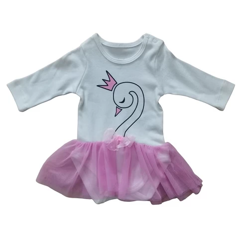 Bodi haljina za bebe Labud, Roze-bela