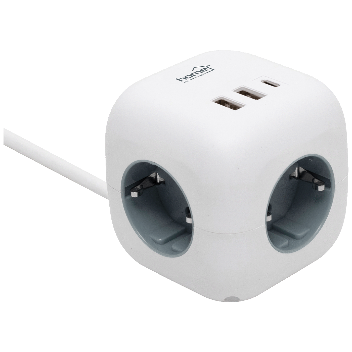 Home Produžni kabl CUBE2, 3 utičnice, 2 x USB A, 1 x USB C, 1.5m, Bijeli