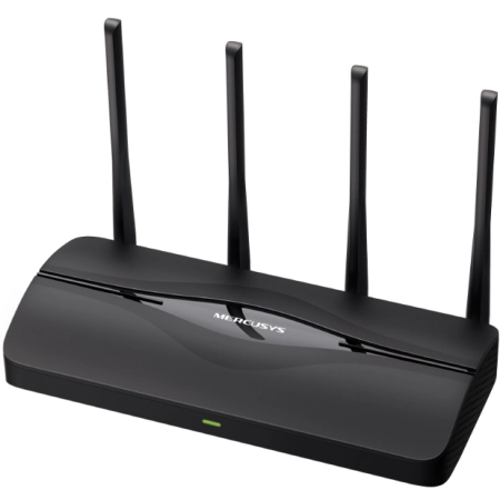Mercusys MR27BE BE3600 Dual-Band Wi-Fi 7 Router, 688 Mbps at 2.4 GHz + 2880 Mbps at 5 GHz, 4× External Antennas, 1× 2.5 Gbps WAN port + 1× 2.5 Gbps LAN port + 2× Gigabit LAN ports, MLO, 4096-