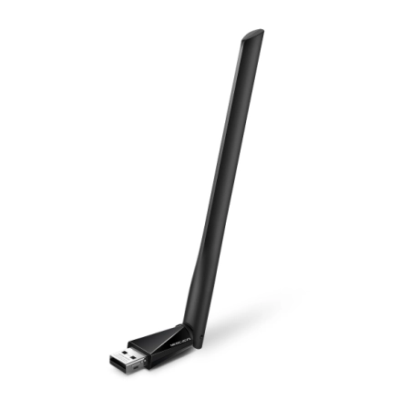 Mercusys MA30H AC1300 High Gain Wi-Fi USB Adapter, 400 Mbps at 2.4 GHz + 867 Mbps at 5 GHz, 1× High Gain External Antenna, USB 2.0, MU-MIMO, WPA3, Plug and Play, Adjustable Multi-Directional Antenna