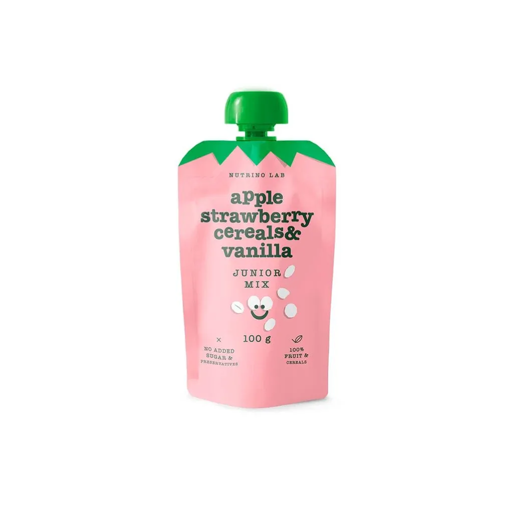 Nutrino Lab Voćna kaša Junior Mix Jabuka, jagoda, žitarice i vanila, 100 g