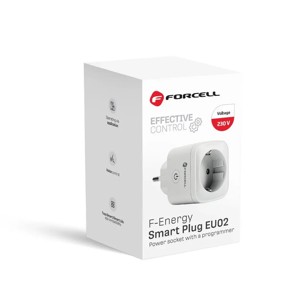 FORCELL F-ENERGY EU02 Smart utičnica 230V WiFi, programmer and Tuya/Amazon Alexa support - white