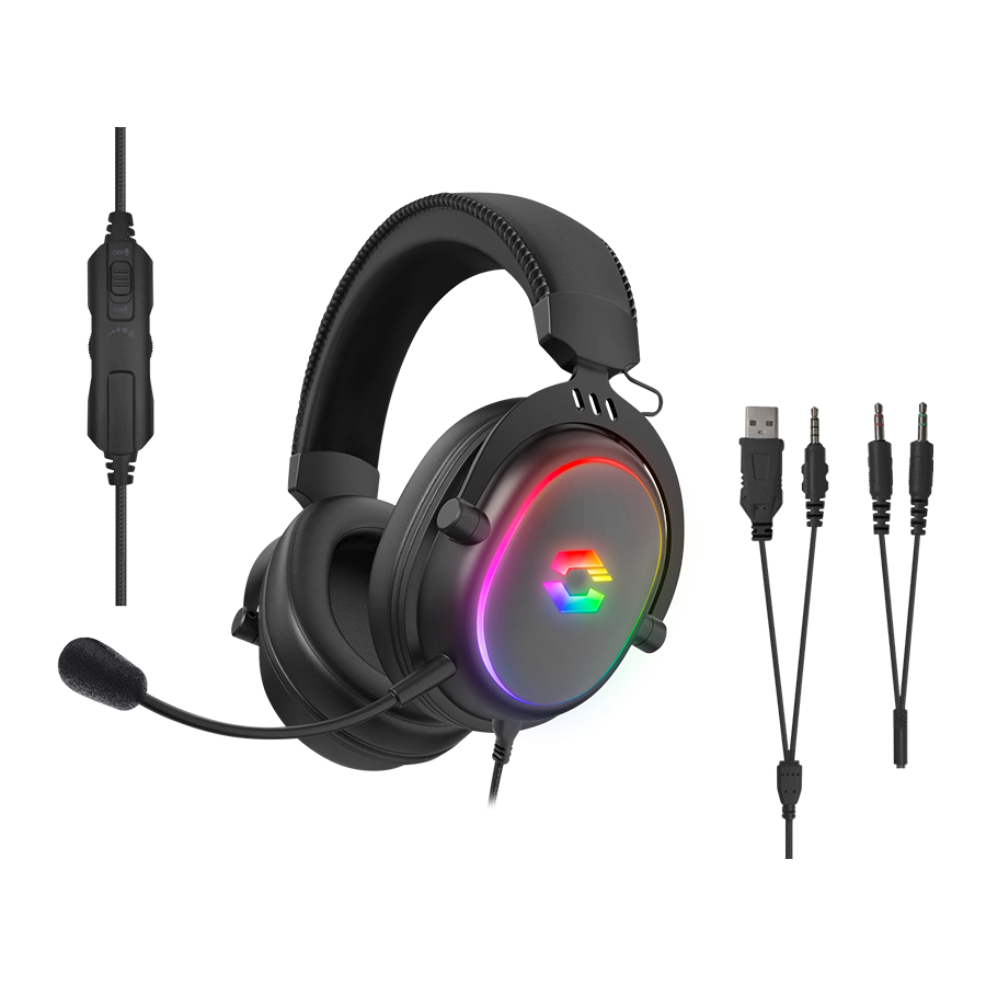 Slušalice sa mikrofonom SPEEDLINK CONUX RGB Stereo Gaming Headset - for PC/PS5/PS4/Xbox SeriesX/S/Switch 2/Switch/OLED/Lite , black, SL-860017-BK