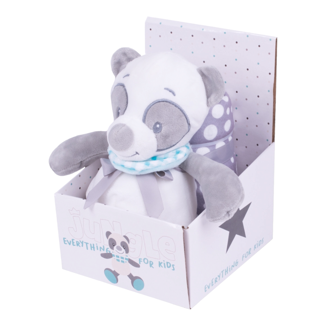 JUNGLE Set ćebe i igračka za bebe, Sivo-beli