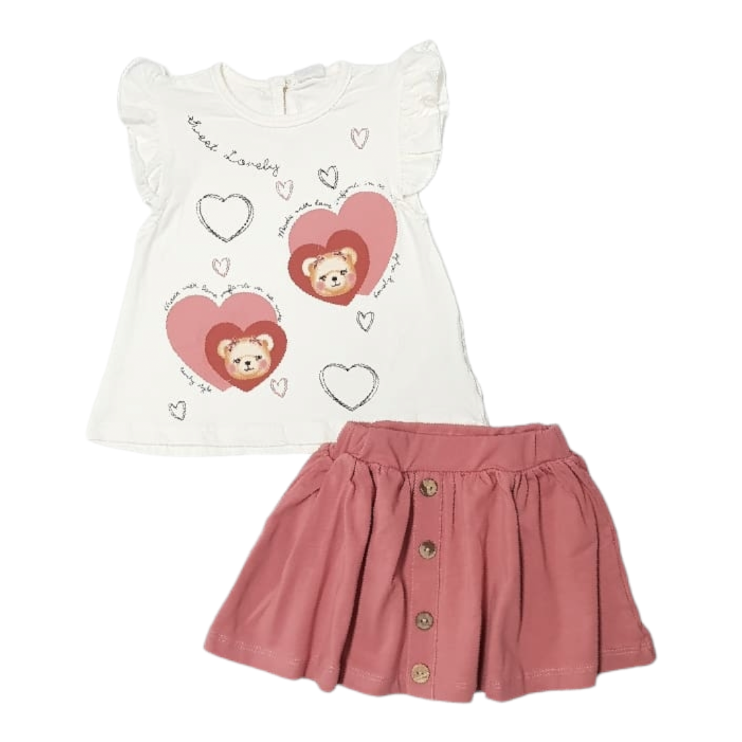 HAJDI BABY Komplet za bebe, Majica i suknjica, Roze-beli