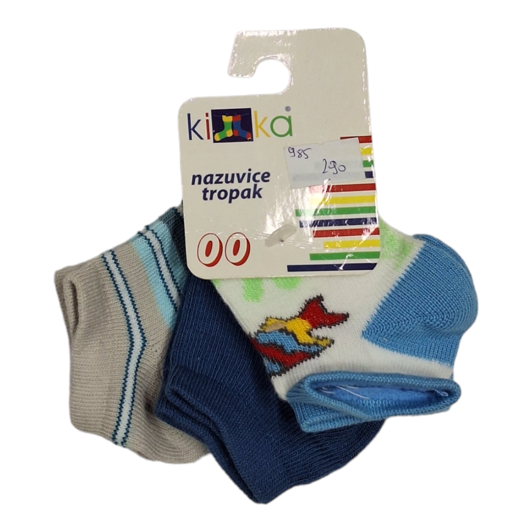 KIKA Set čarapa za bebe, 3 komada, Belo-plavi