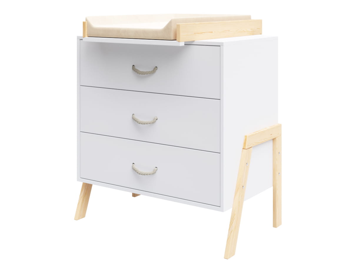 Lettino Komoda za bebe Luna, Bela