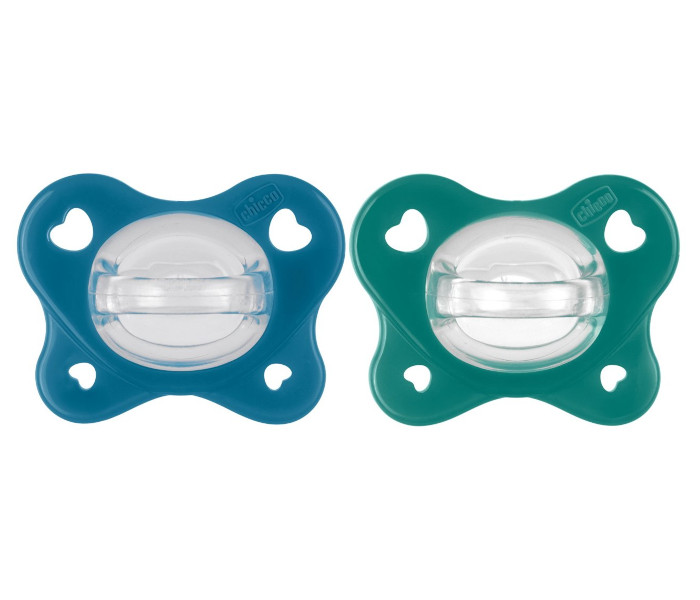 Chicco Silikonske varalice Dual soft, 2 komada, Plava i zelena