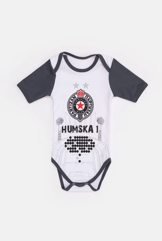 Partizan-Stefan Bodi kratakih rukava za bebe Partizan, Crno-beli