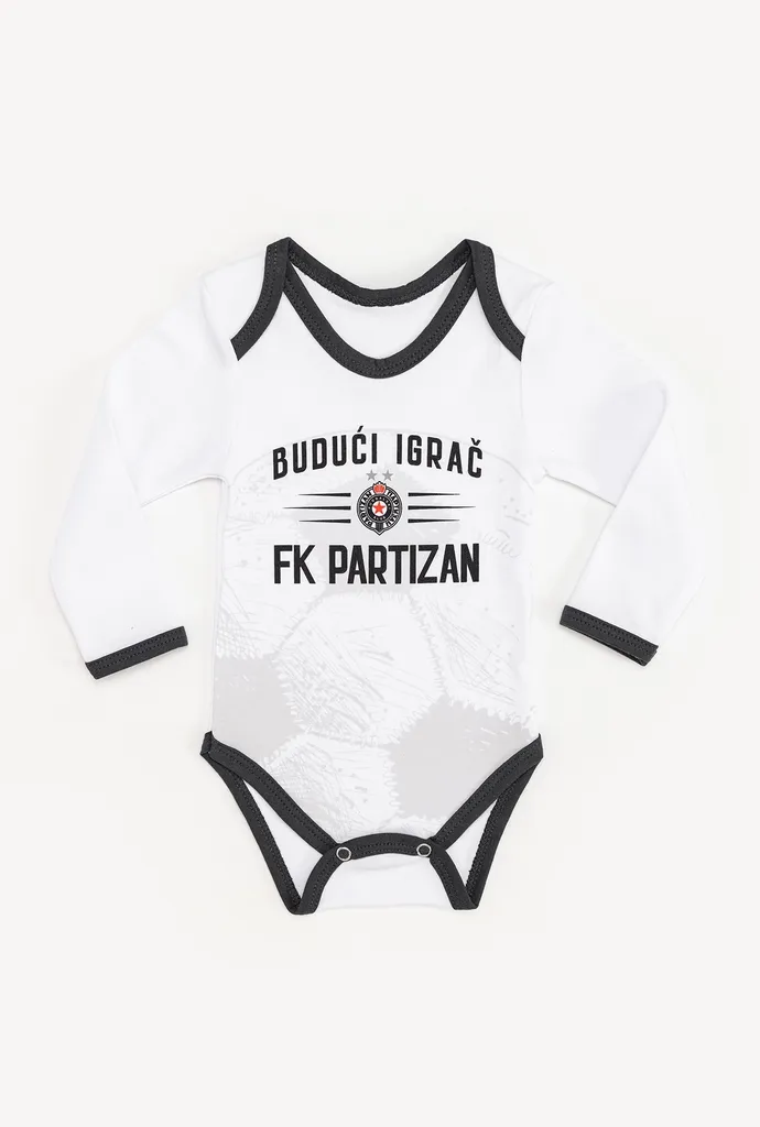 Partizan-Stefan Bodi dugih rukava za bebe Partizan budući igrač, Beli