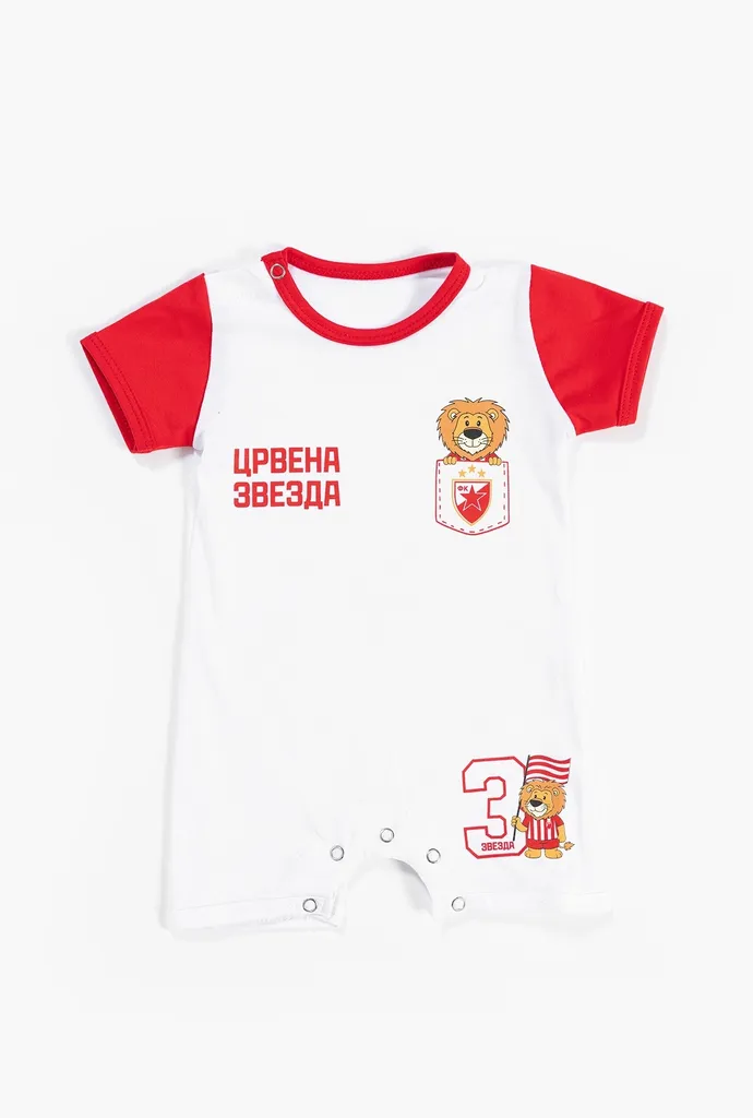 Crvena Zvezda-Stefan Romper za bebe Crvena Zvezda, Belo-crveni