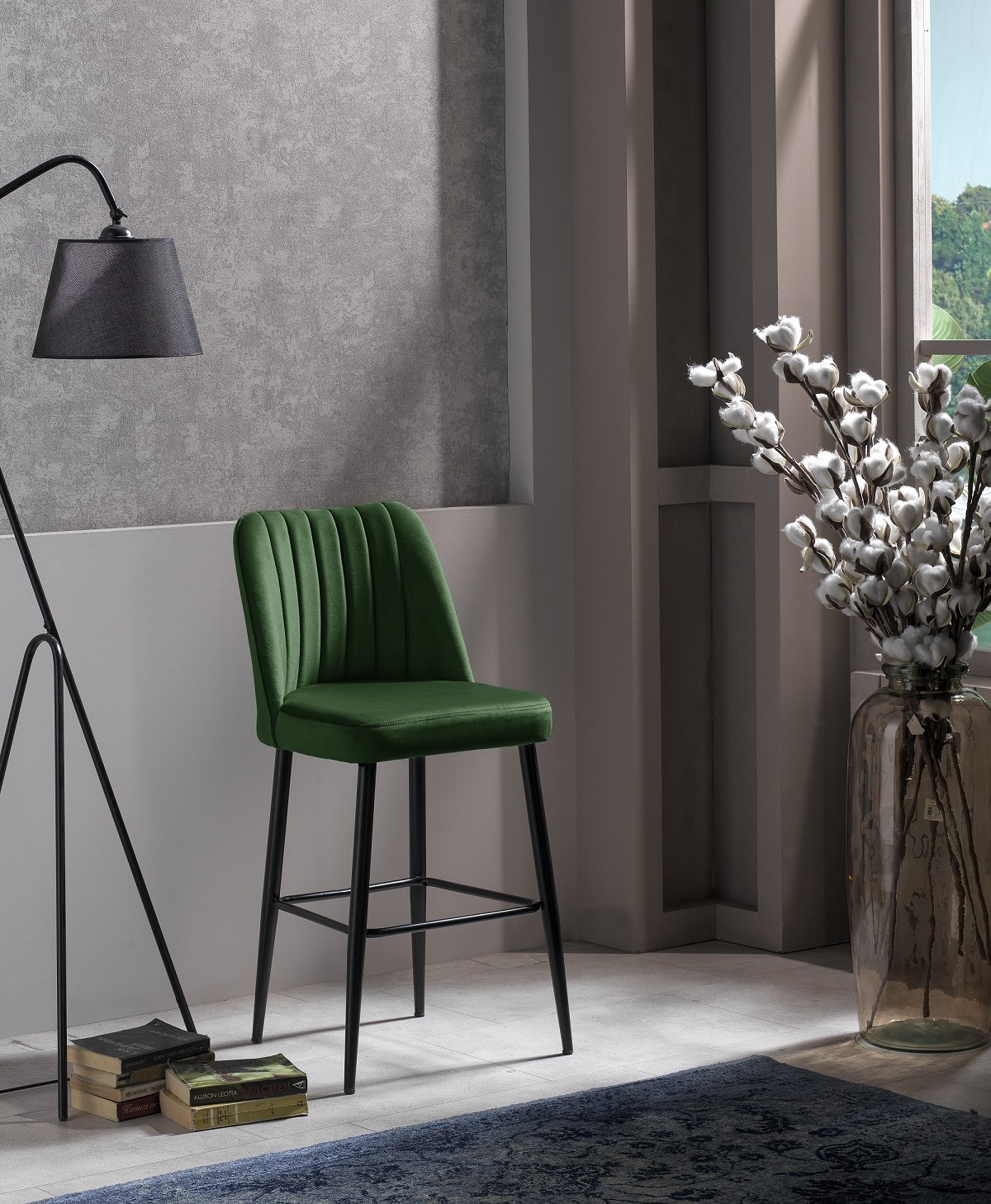 Hanah Home Set od 2 barske stolice zeleno-crne