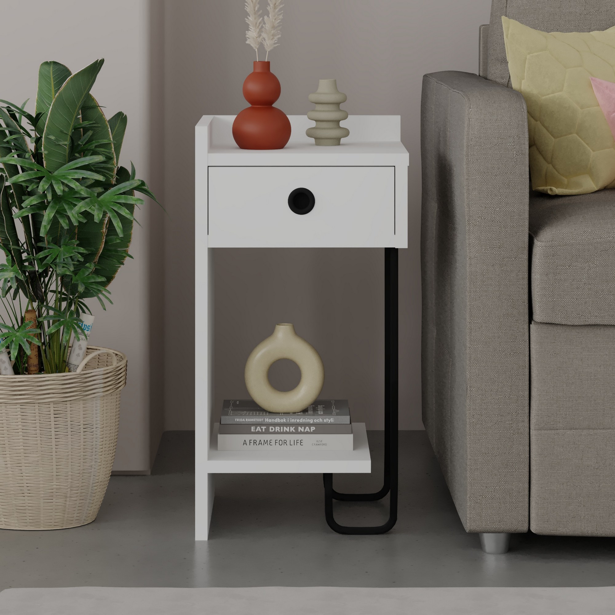 Hanah Home Noćni Ormarić Sirius 32x61x30cm Bijeli