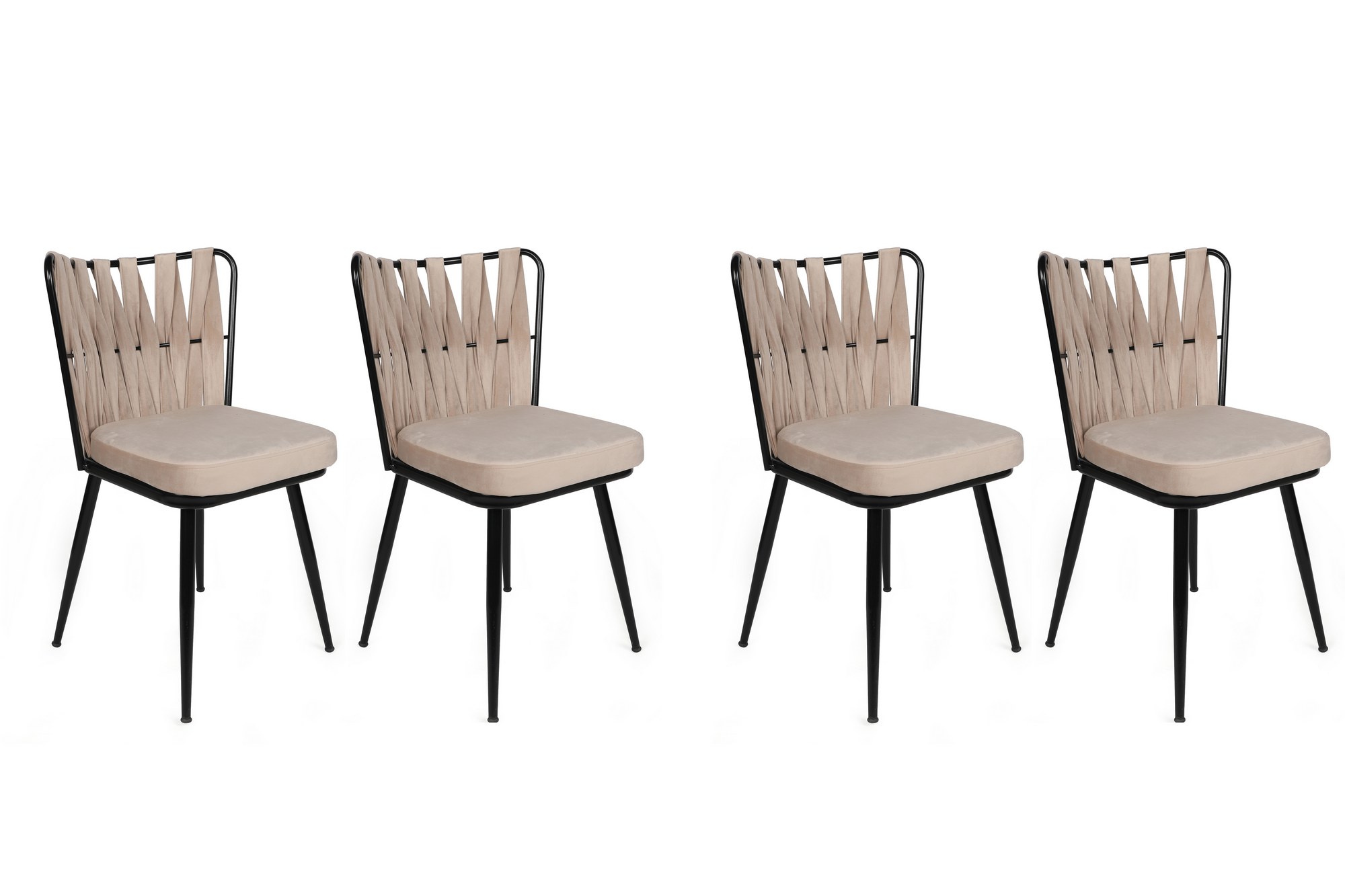 Hanah Home Set od 4 trpezarijske stolice Kusakli krem-crne boje