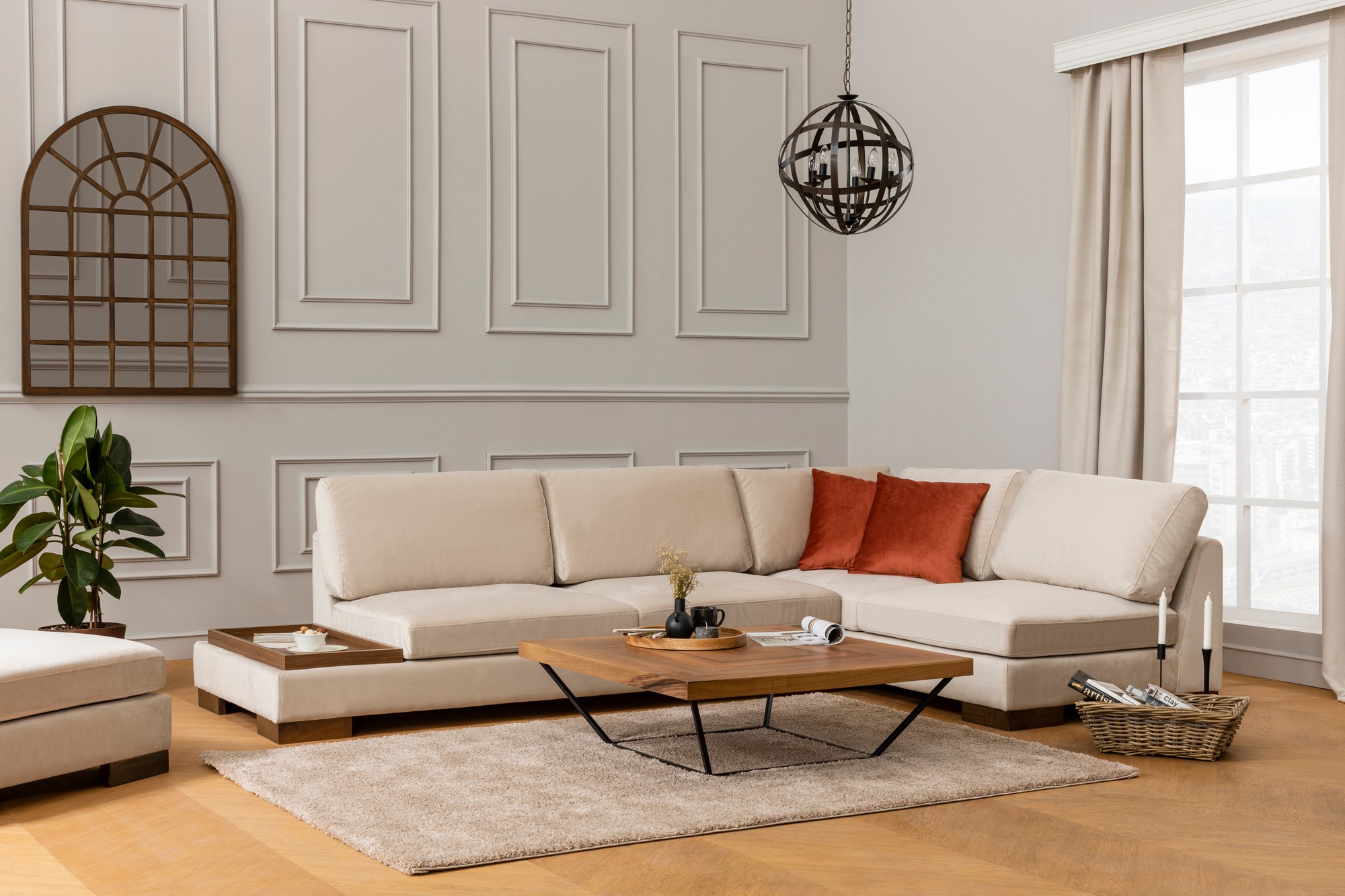 Atelier del Sofa Ugaona garnitura Tulip 97x80x313 cm, Bež
