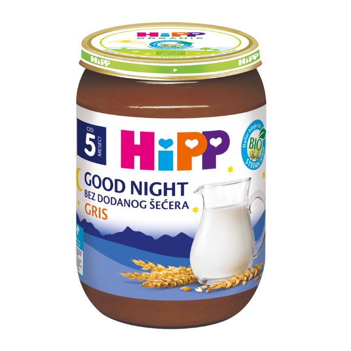 Hipp Kašica za bebe Za laku noć, Pšenični griz, 190 g