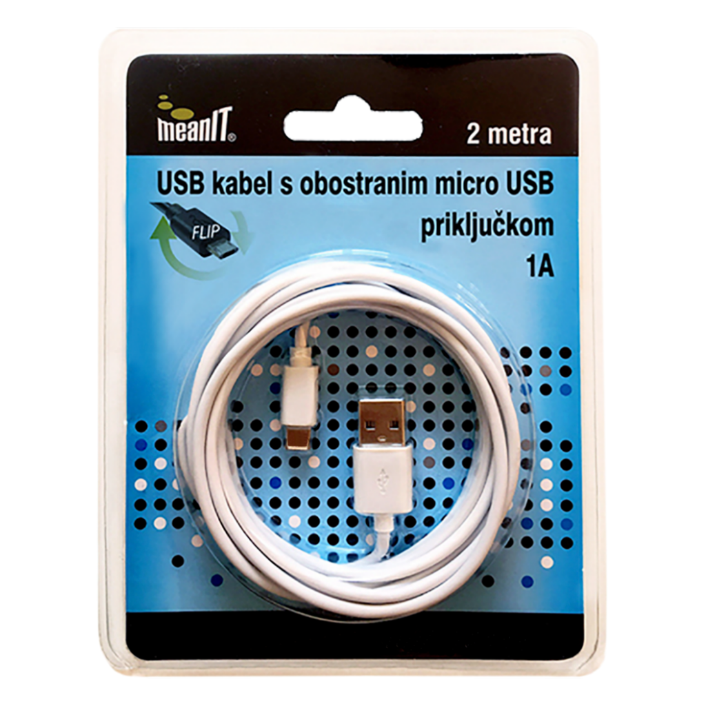 MeanIT USB-A na micro USB kabl, Flip, 2 m