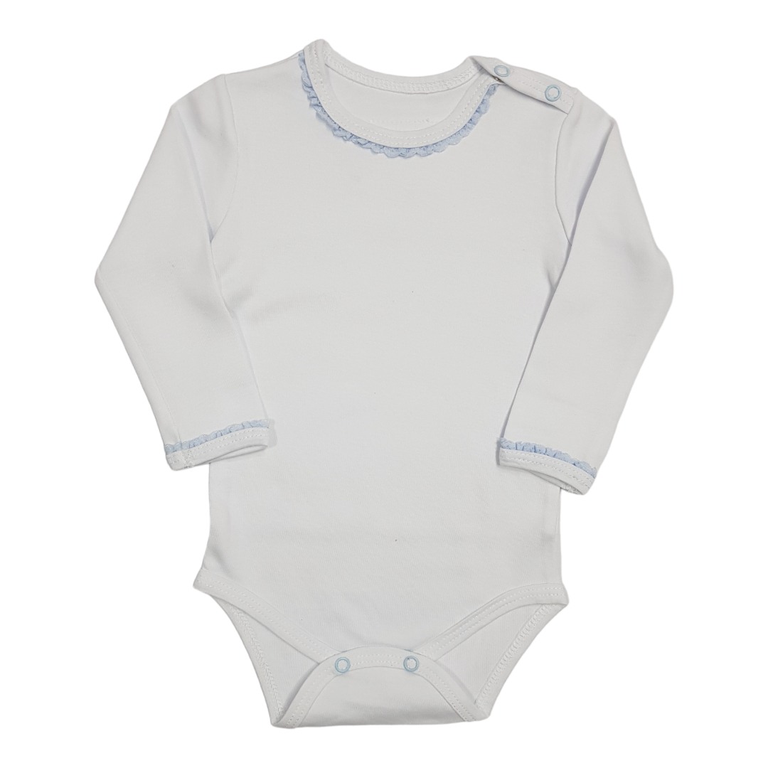 BUNNY BOO Bodi za bebe dugih rukava, Belo-plavi