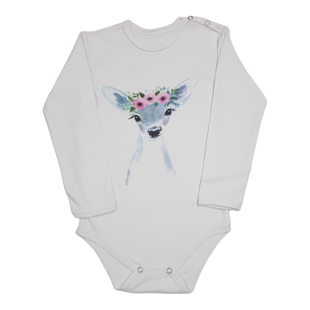 BUNNY BOO Bodi za bebe dugih rukava Lane, Beli