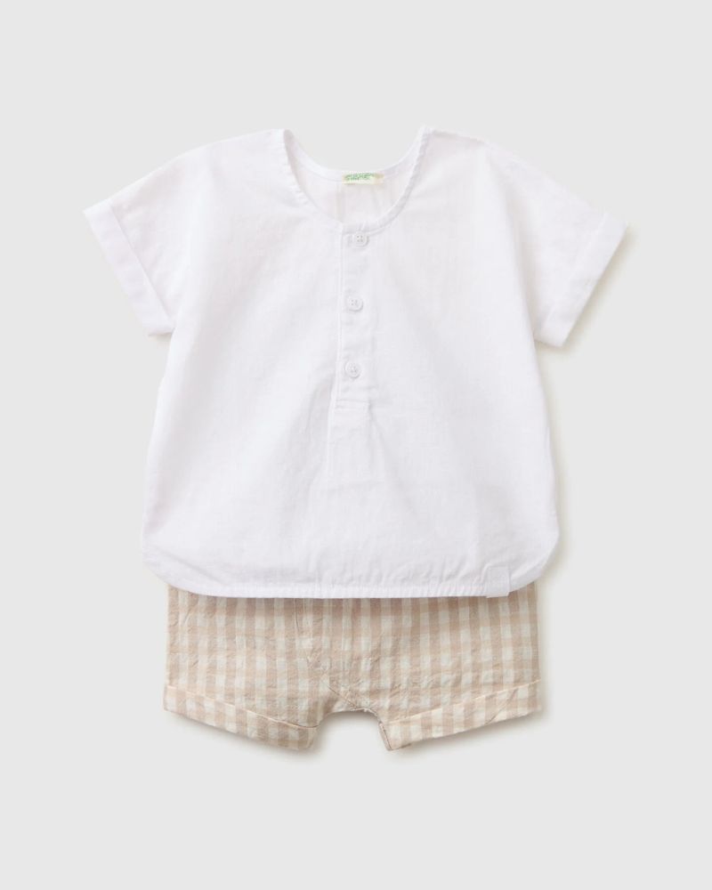 Benetton Komplet za bebe 4T06AK003W-902-68, Krem