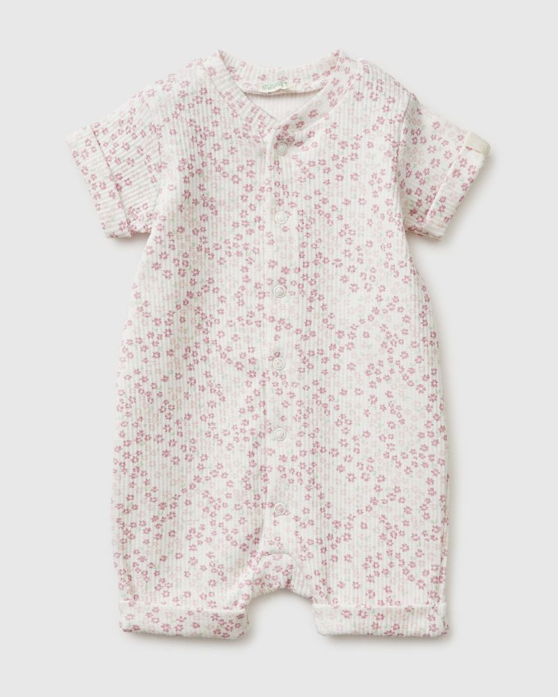 Benetton Kratki kombinezon za bebe 366PAT01FW-63G-74, Bijeli