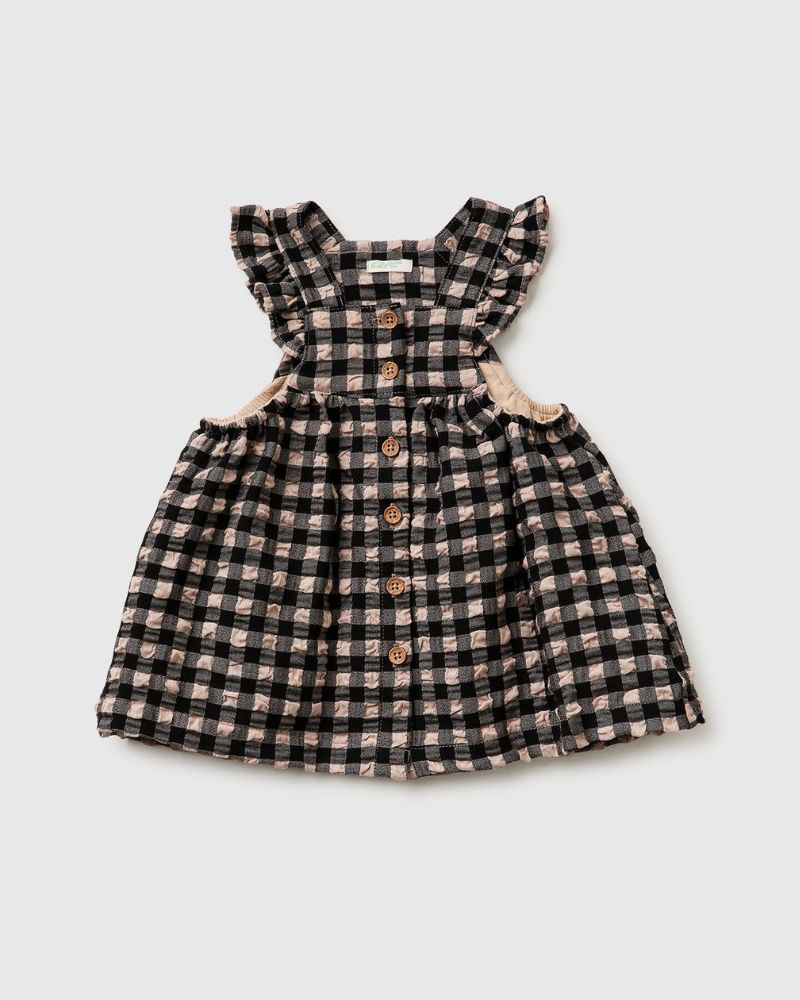 Benetton Karirana haljina za bebe 4WIDAV00SW-901-74, Crna